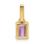 14k 7x5 Emerald-cut February/Amethyst and Diamond Pendant - Image 3