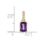 14k 7x5 Emerald-cut February/Amethyst and Diamond Pendant - Image 4
