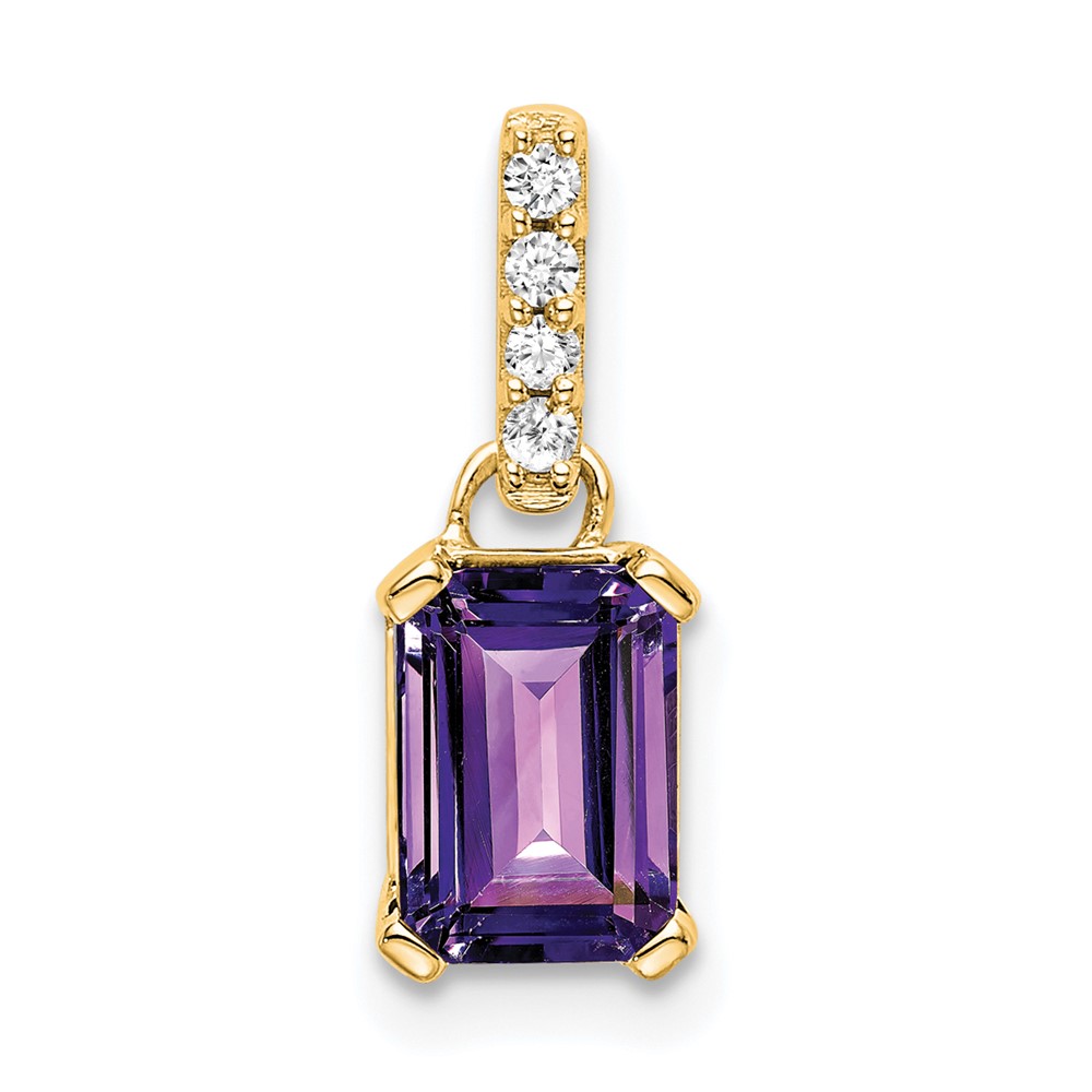 PM7410-AM-004-YA.jpg 14k 7x5 Emerald-cut February/Amethyst and Diamond Pendant - Image 1