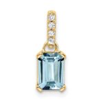 14k 7x5 Emerald-cut March/Aquamarine and Diamond Pendant