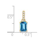 10k Yellow Gold Blue Topaz and Diamond Pendant - Image 2