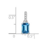 14k White Gold 7x5 Emerald-cut December/Blue Topaz and Diamond Pendant - Image 2