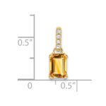 10k Yellow Gold Citrine and Diamond Pendant - Image 2