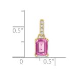 10k Yellow Gold Created Pink Sapphire and Diamond Pendant - Image 2