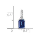 10k White Gold Created Sapphire and Diamond Pendant - Image 2