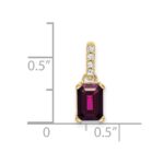 14k 7x5 Emerald-cut June/Rhodolite Garnet and Diamond Pendant - Image 2