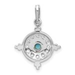 14k White Gold Turquoise and White Topaz Pendant - Image 4