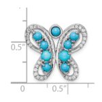 14k White Gold Turquoise and White Topaz Butterfly Chain Slide - Image 3