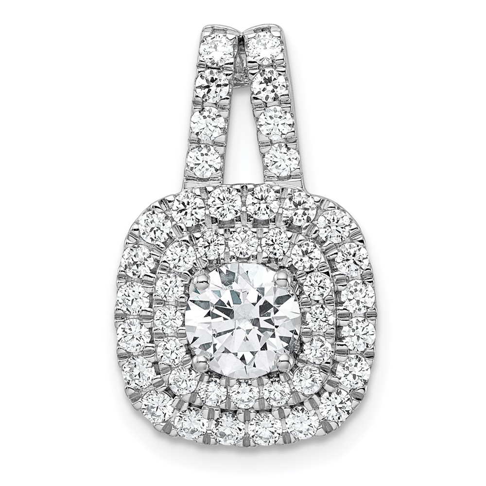 PM7448-150-WAA.jpg 14k White Gold 1 1/2 carat Lab Grown Diamond VS/SI+ G+ Complete Double Halo Pendant - Image 1