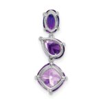14k White Gold Oval/Pear/Cushion Amethyst Chain Slide - Image 4