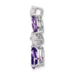 14k White Gold Marquise/Pear Amethyst and Opal Chain Slide - Image 2