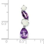14k White Gold Marquise/Pear Amethyst and Opal Chain Slide - Image 3
