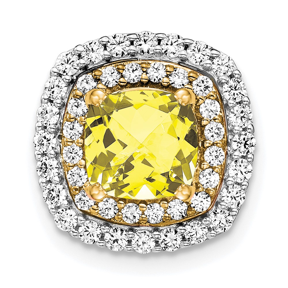 PM7501-CYS-055-WYAA.jpg 14k Two Tone 1/2 carat Lab Grown Diamond VS/SI+ G+ and Lab Created Yellow Sapphire Chain Slide Pendant - Image 1