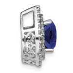 14k White Gold 1/2 carat Lab Grown Diamond VS/SI+ G+ and Lab Created Blue Sapphire Chain Slide Pendant - Image 2