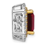 14k Two Tone 5/8 carat Lab Grown Diamond VS/SI+ G+ and Lab Created Ruby Complete Chain Slide Pendant - Image 2