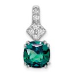 14k White Gold 1/5 carat Lab Grown Diamond VS/SI+ G+ and Lab Created Alexandrite Complete Pendant