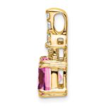 14k 1/5 carat Lab Grown Diamond VS/SI+ G+ and Lab Created Pink Sapphire Complete Pendant - Image 2