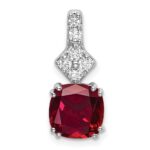 14k White Gold 1/5 carat Lab Grown Diamond VS/SI+ G+ and Lab Created Ruby Complete Pendant