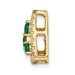 14k 1/2 carat Lab Grown Diamond VS/SI+ G+ and Lab Created Emerald Triangle Complete Chain Slide Pendant - Image 2