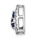 14k White Gold 1/2 carat Lab Grown Diamond VS/SI+ G+ and Lab Created Blue Sapphire Triangle Complete Chain Slide Pendant - Image 2