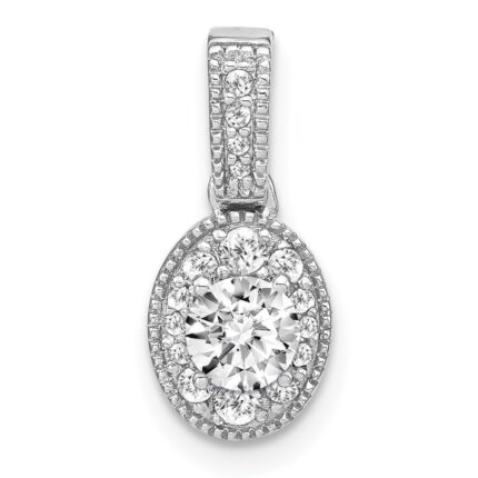 14k White Gold 1/2 carat Lab Grown Diamond VS/S FGH Oval Complete Vintage Pendant