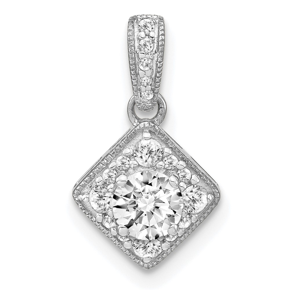 PM7980-050-WAA.jpg 14k White Gold 1/2 carat Lab Grown Diamond VS/SI+ G+ Square Complete Vintage Pendant - Image 1