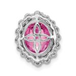 14k White Gold 1/2 carat Lab Grown Diamond VS/SI and Oval Lab Created Pink Sapphire Halo Chain Slide Pendant - Image 3