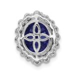 14k White Gold 1/2 carat Lab Grown Diamond VS/SI and Oval Lab Created Blue Sapphire Halo Chain Slide Pendant - Image 3