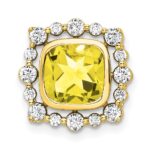 14k 1/2 carat Lab Grown Diamond VS/SI+ G+ and Lab Created Yellow Sapphire Square Chain Slide Pendant