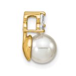 14K 1/5 carat Lab Grown Diamond VS/SI+ G+ and 7.00 mm Freshwater Cultured Pearl Chain Slide Pendant - Image 2
