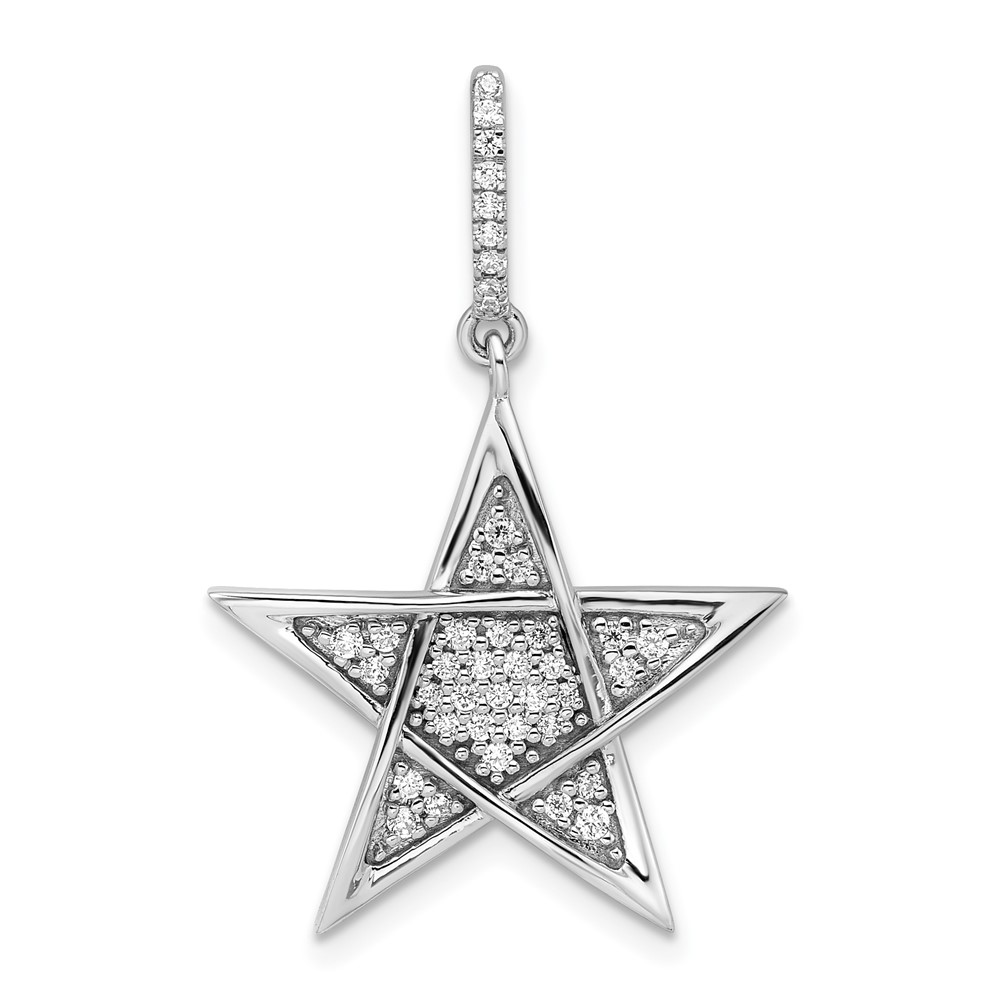 PM8110-023-WA.jpg 14k White Gold Polished 1/4 carat Diamond Star Pendant - Image 1