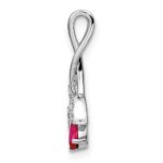 14k White Gold Ruby and Diamond Floral Chain Slide - Image 2