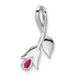 14k White Gold Ruby and Diamond Floral Chain Slide - Image 4