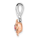 14K Two-tone White and Rose Gold Ruby Flower Chain Slide - Image 2