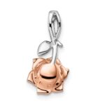 14K Two-tone White and Rose Gold Ruby Flower Chain Slide - Image 4