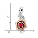 14K Two-tone White and Rose Gold Ruby Flower Chain Slide - Image 3
