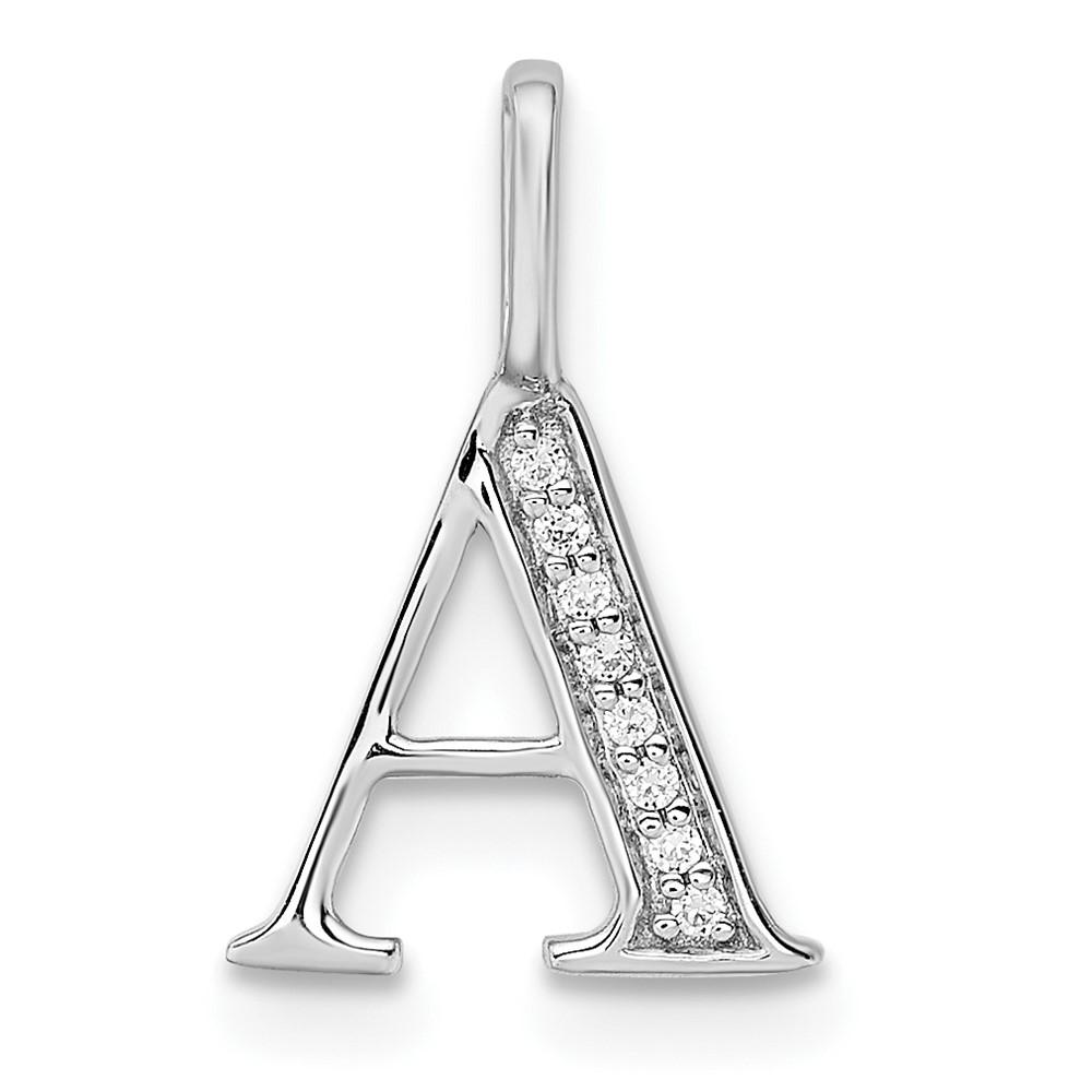 PM8365A-002-WA.jpg 14K White Gold Diamond Letter A Initial Pendant - Image 1