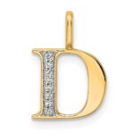 14K Diamond Letter D Initial Pendant