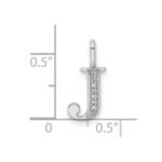 14K White Gold Diamond Letter J Initial Pendant - Image 3