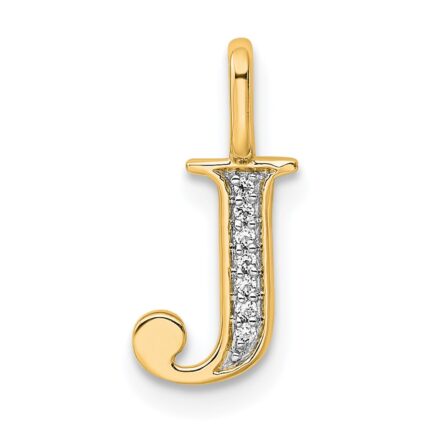 14K Diamond Letter J Initial Pendant