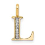 14k Diamond Letter L Initial Pendant