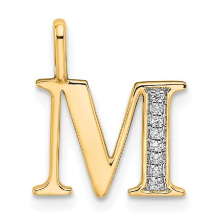 14k Diamond Letter M Initial Pendant
