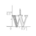 14K White Gold Diamond Letter W Initial Pendant - Image 3