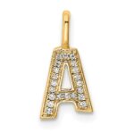 14K Gold Diamond Letter A Initial Pendant