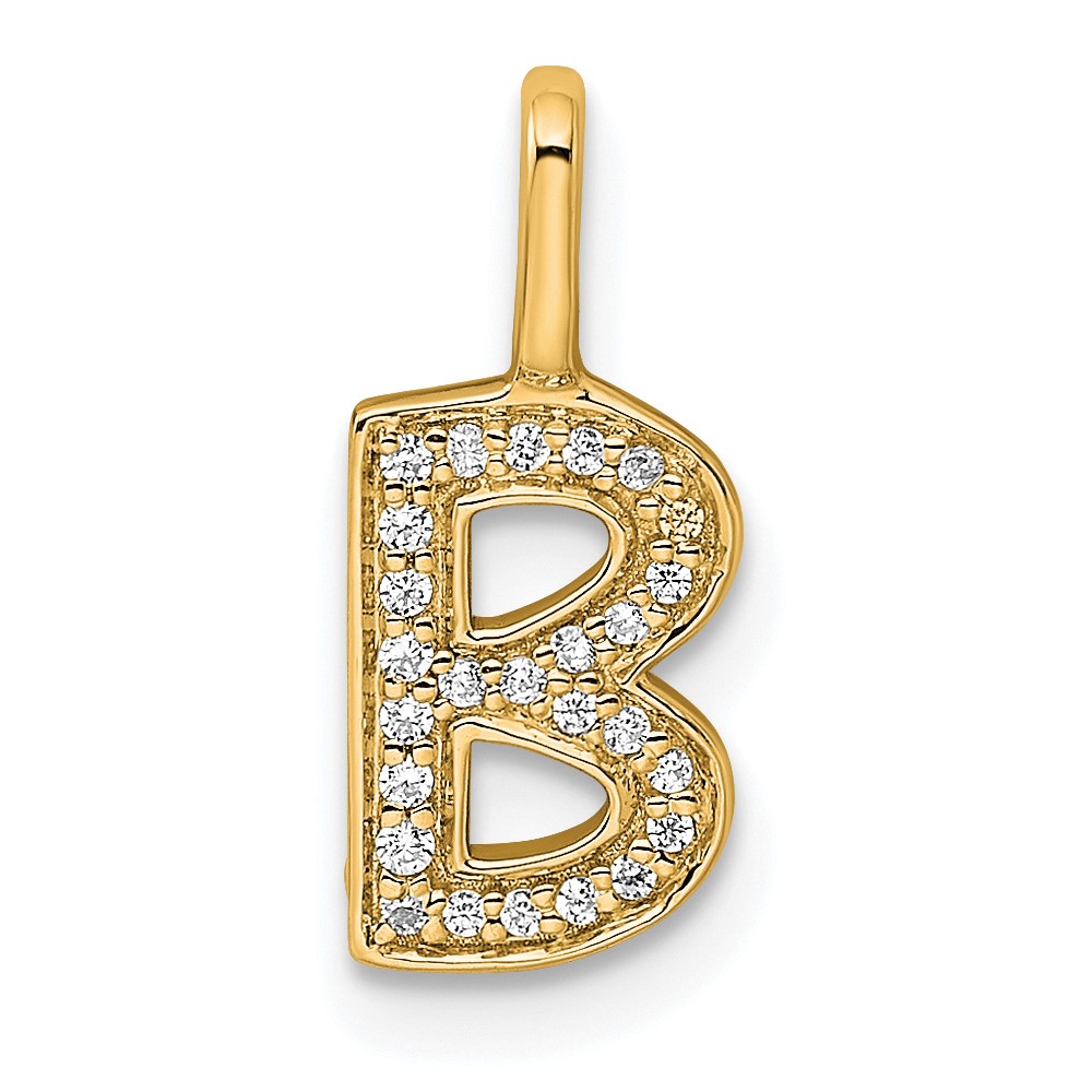 PM8367B-008-YA.jpg 14K Gold Diamond Letter B Initial Pendant - Image 1