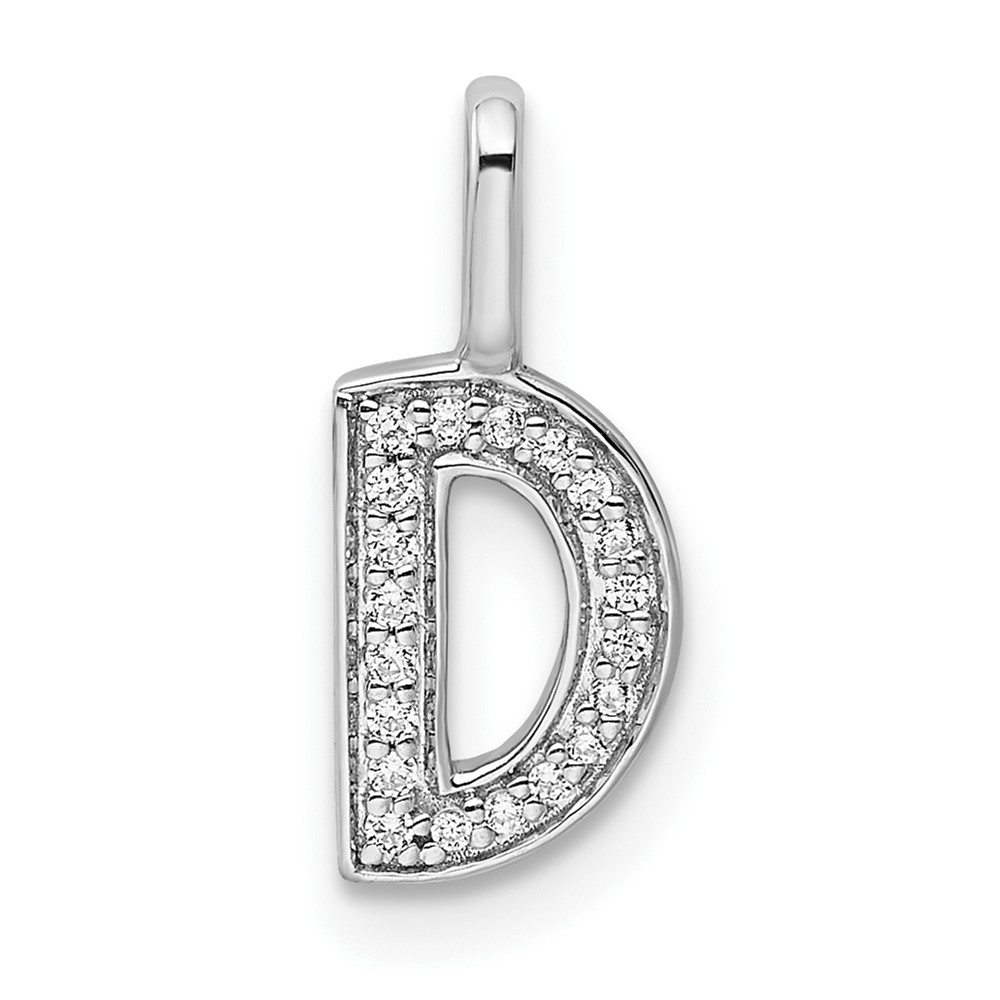 PM8367D-006-WA.jpg 14K White Gold Diamond Letter D Initial Pendant - Image 1