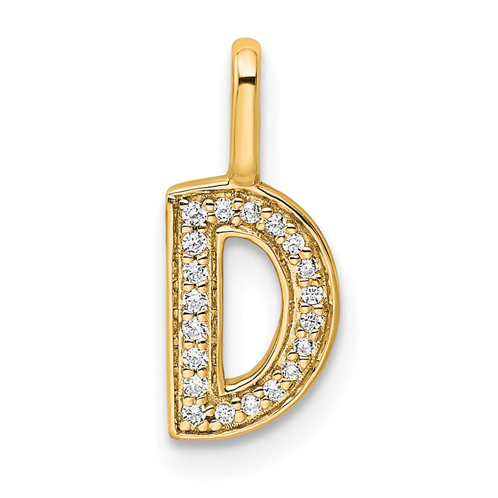 PM8367D-006-YA.jpg 14K Gold Diamond Letter D Initial Pendant - Image 1