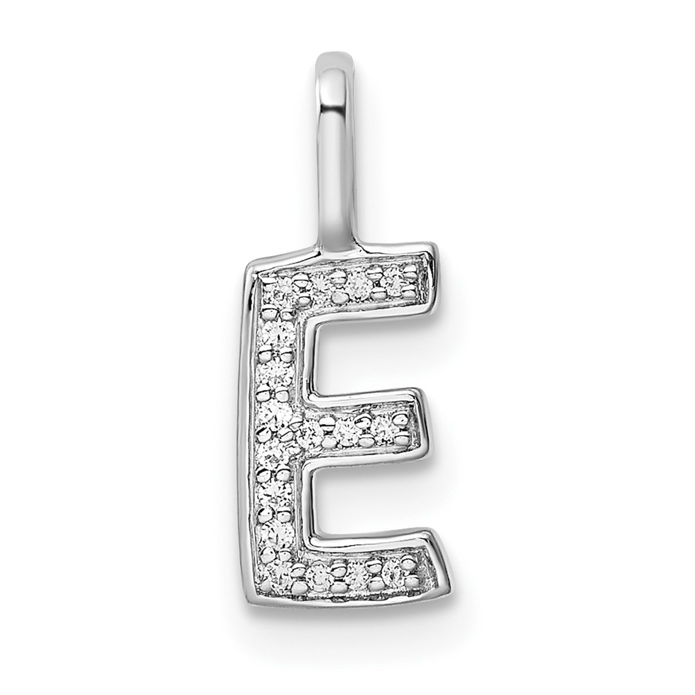 PM8367E-006-WA.jpg 14K White Gold Diamond Letter E Initial Pendant - Image 1