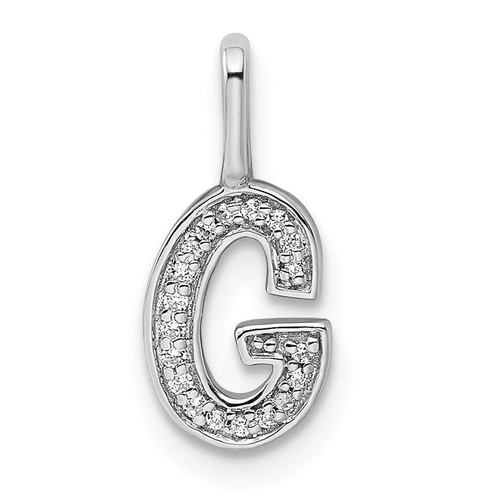 PM8367G-006-WA.jpg 14K White Gold Diamond Letter G Initial Pendant - Image 1