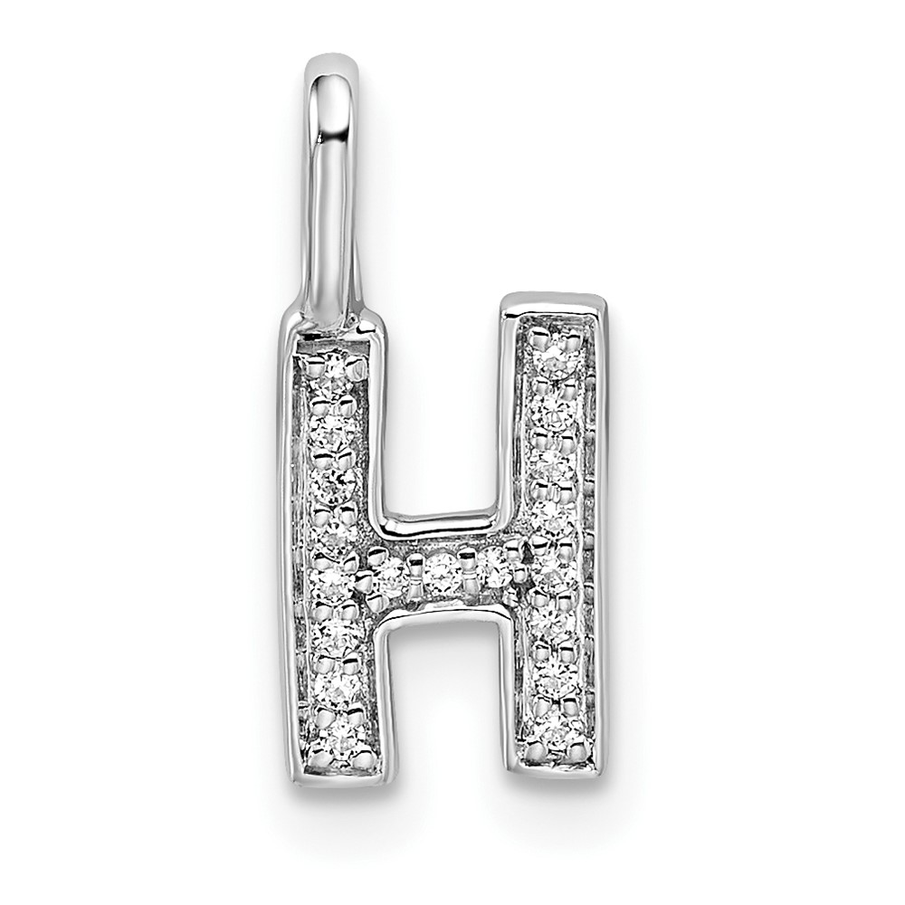 PM8367H-007-WA.jpg 14K White Gold Diamond Letter H Initial Pendant - Image 1